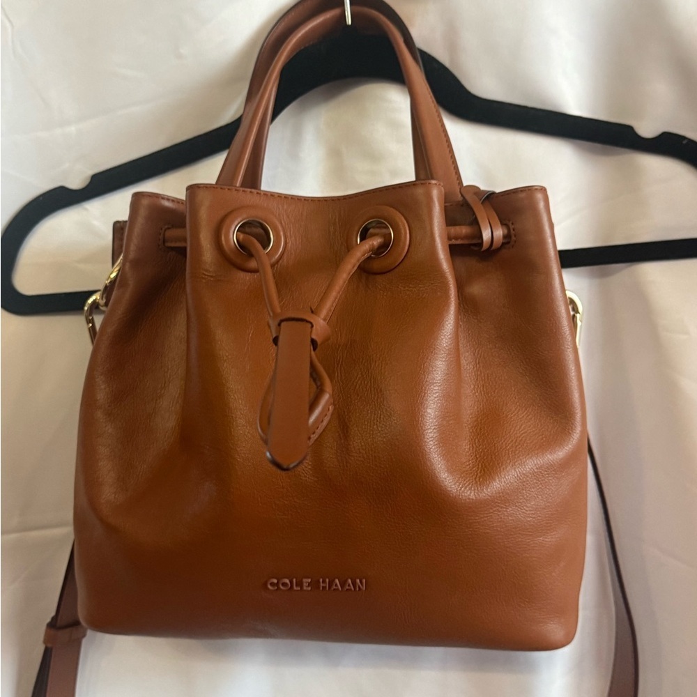 Cole Haan Tan Leather Shoulder Bag - Picture 2 of 9